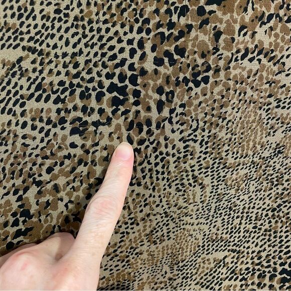 Vintage Robbie Bee 100% Silk Midi Dress Brown Animal Print Sleeveless Size 10 - Picture 5 of 9